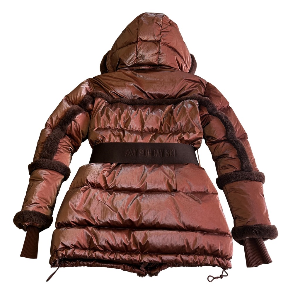 My Sunday Ski Shearling Pioneer Hooded Puffer Ski Jacket Cherry Chocolate sz S - Picture 4 of 15